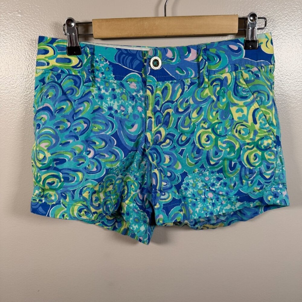 Lilly Pulitzer Callahan Shorts Size 2 Lilly's Lagoon Print Preppy Vacation